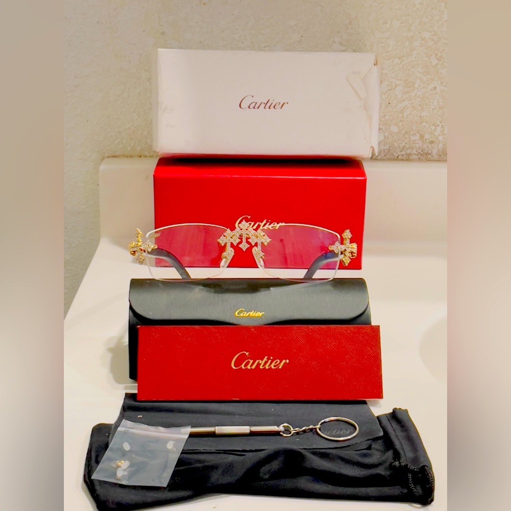 Cartier Clear Cross Sunglasses